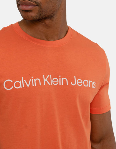 Calvin Klein Institutional Logo Slim Orange T-Shirt