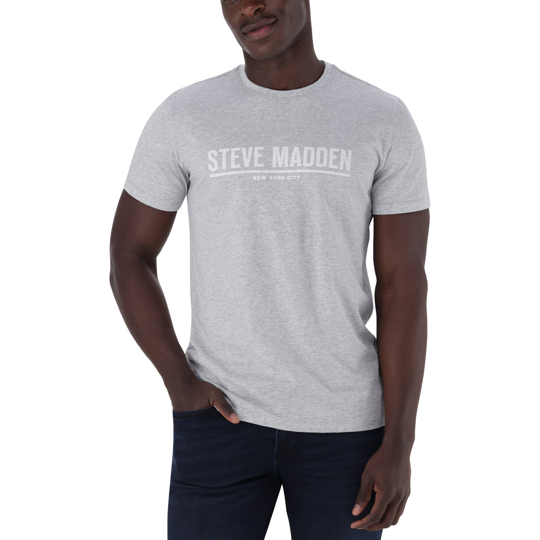 HARRISON CREW NECK LOGO TEE GREY MELANGE