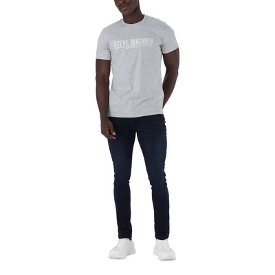 HARRISON CREW NECK LOGO TEE GREY MELANGE