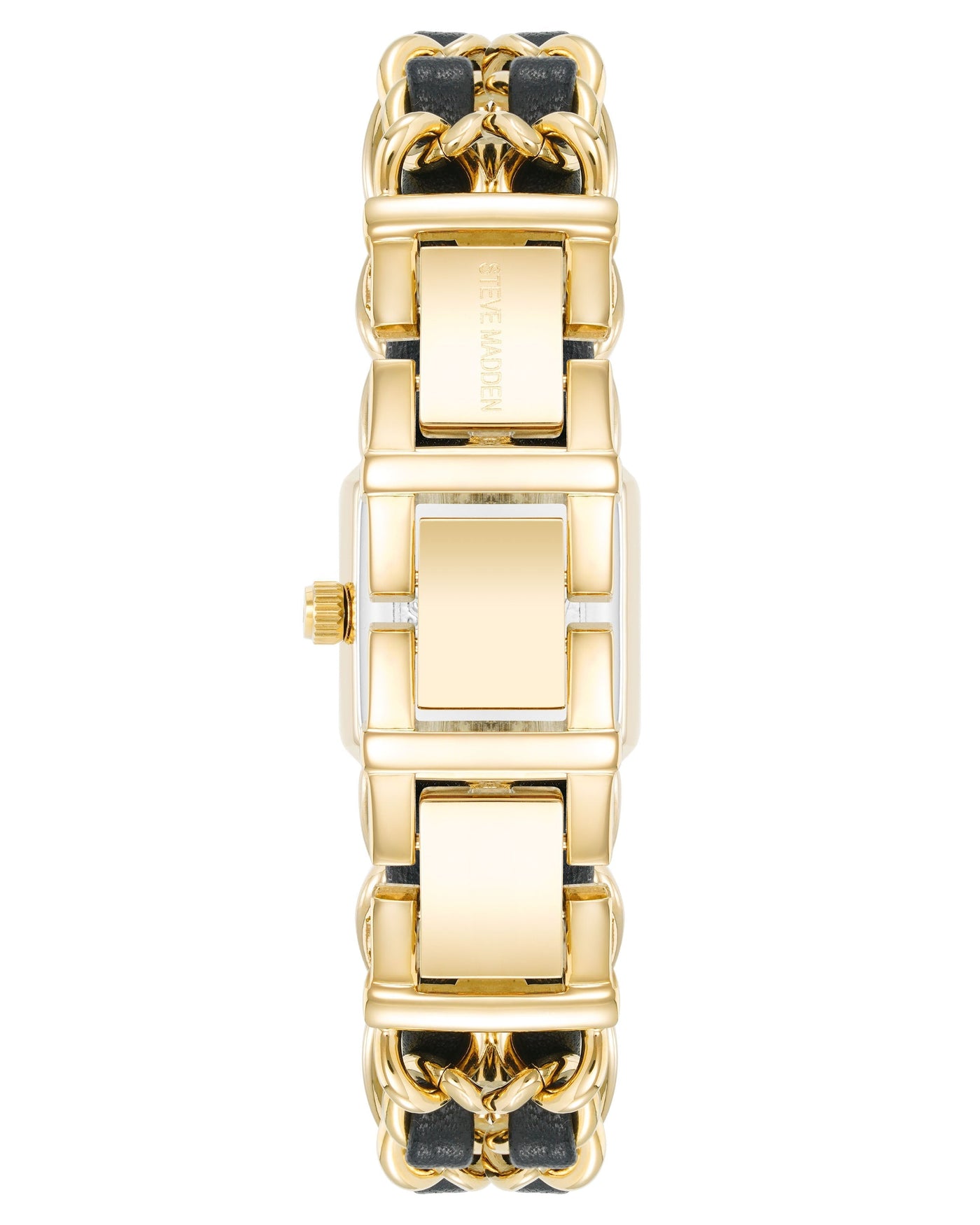 CHAIN WATCH AND BRACELET SET GOLD BLACK