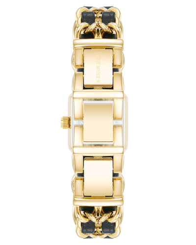 CHAIN WATCH AND BRACELET SET GOLD BLACK