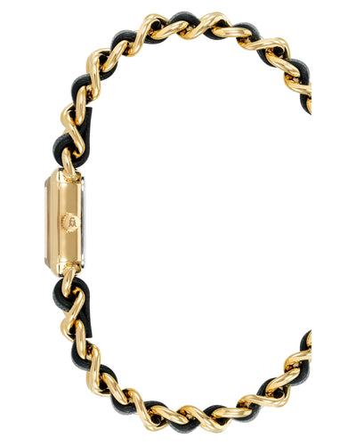 CHAIN WATCH AND BRACELET SET GOLD BLACK