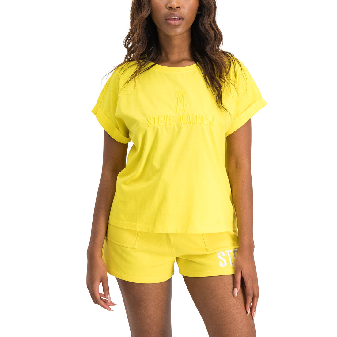 CALI LADIES KNITTED T-SHIRT YELLOW
