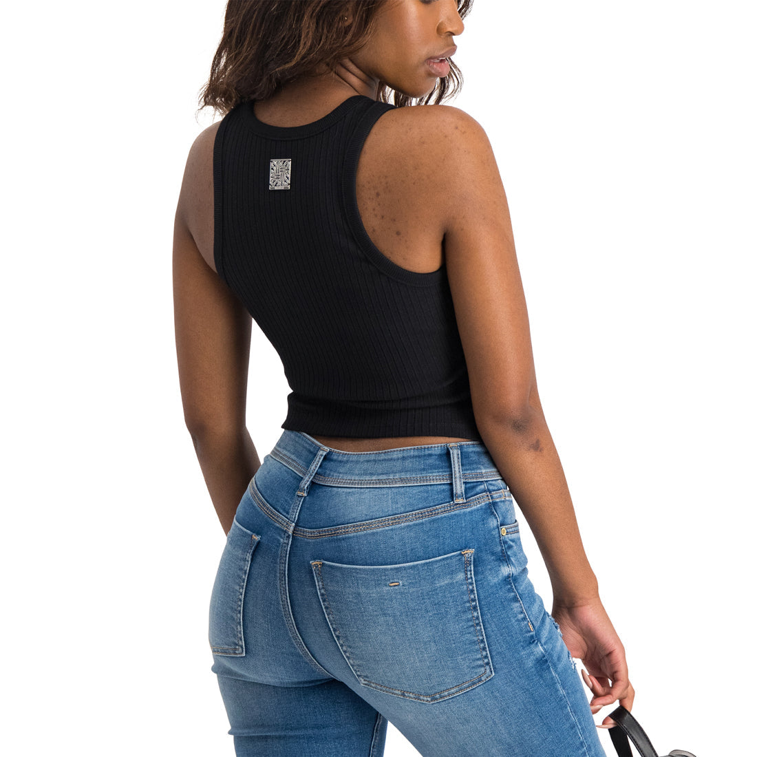 VICTORIA BLACK LACE UP TANK