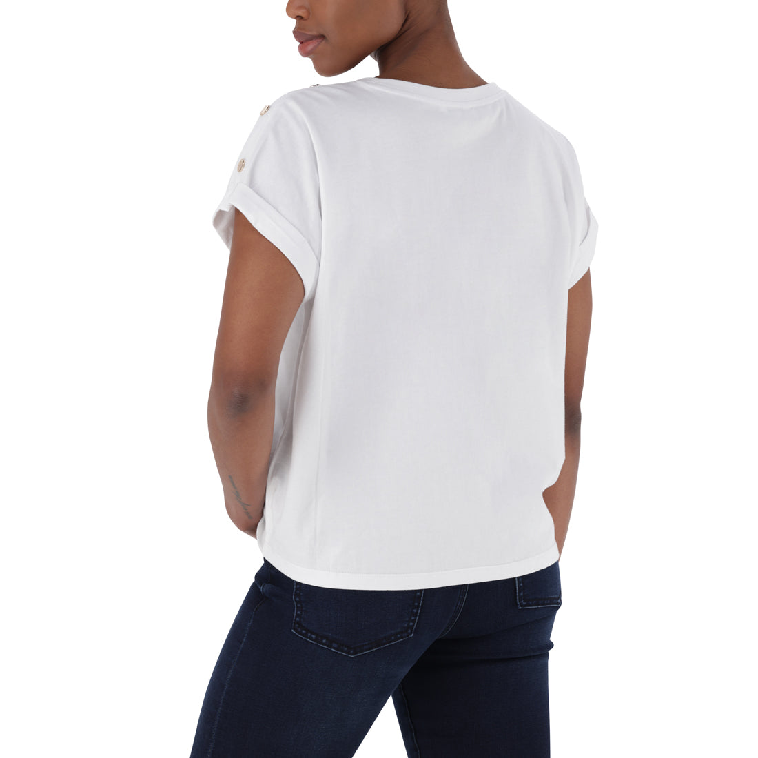 BLAIRE WHITE LOGO TEE WITH POPPERS