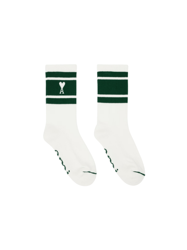 Ami Socks Striped Logo Bottle Green