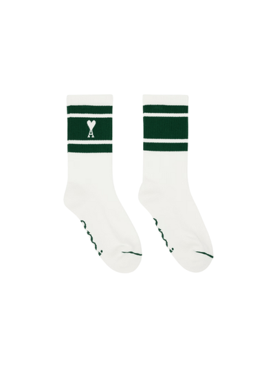 Ami Socks Striped Logo Bottle Green