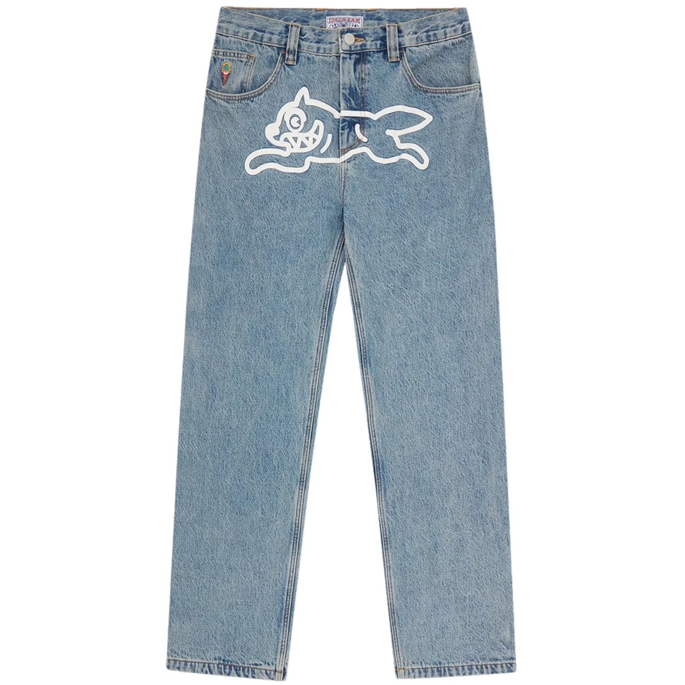 Ice-Cream Jeans Check Lined Vintage Wash Blue