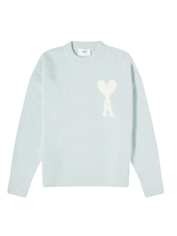 Ami Sweater De Coeur Logo Powder Blue