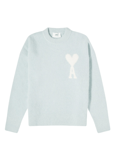 Ami Sweater De Coeur Logo Powder Blue