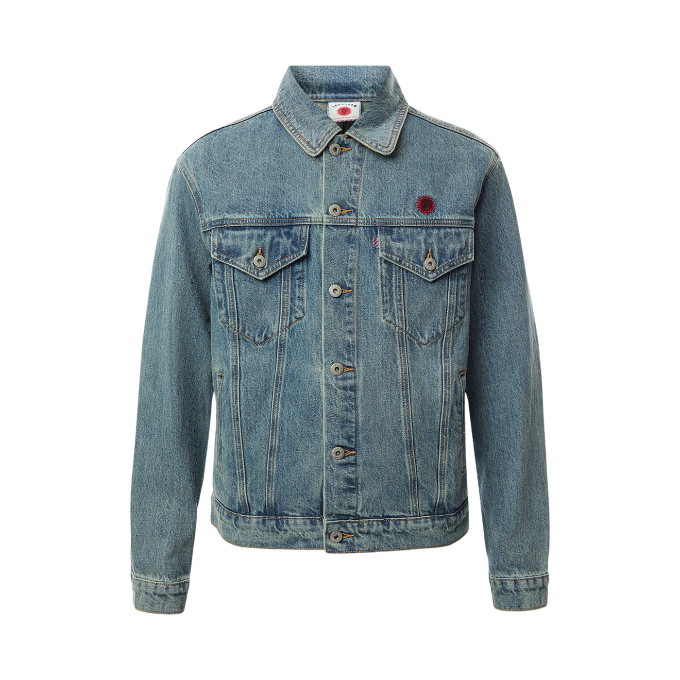 Ice-Cream Jacket Check Lined Trucker Vintage Wash Blue