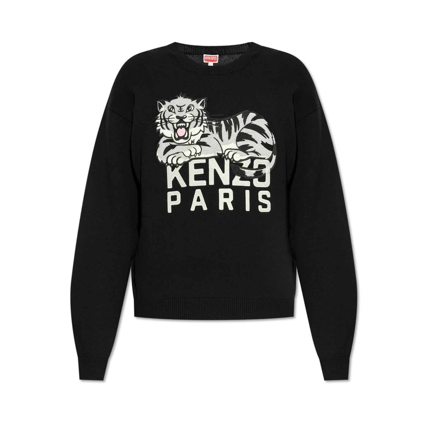 Kenzo Sweater Relaxed Tiger On Logo Black-White