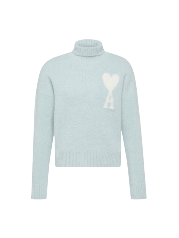 Ami Turtleneck Logo Powder Blue