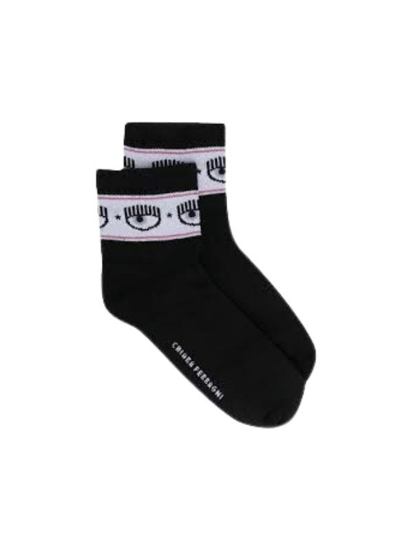 Chiara Ferragni Socks Ankle Eyelike Logo Black