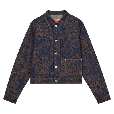Kenzo Jacket Allover Print Denim Blue-Brown