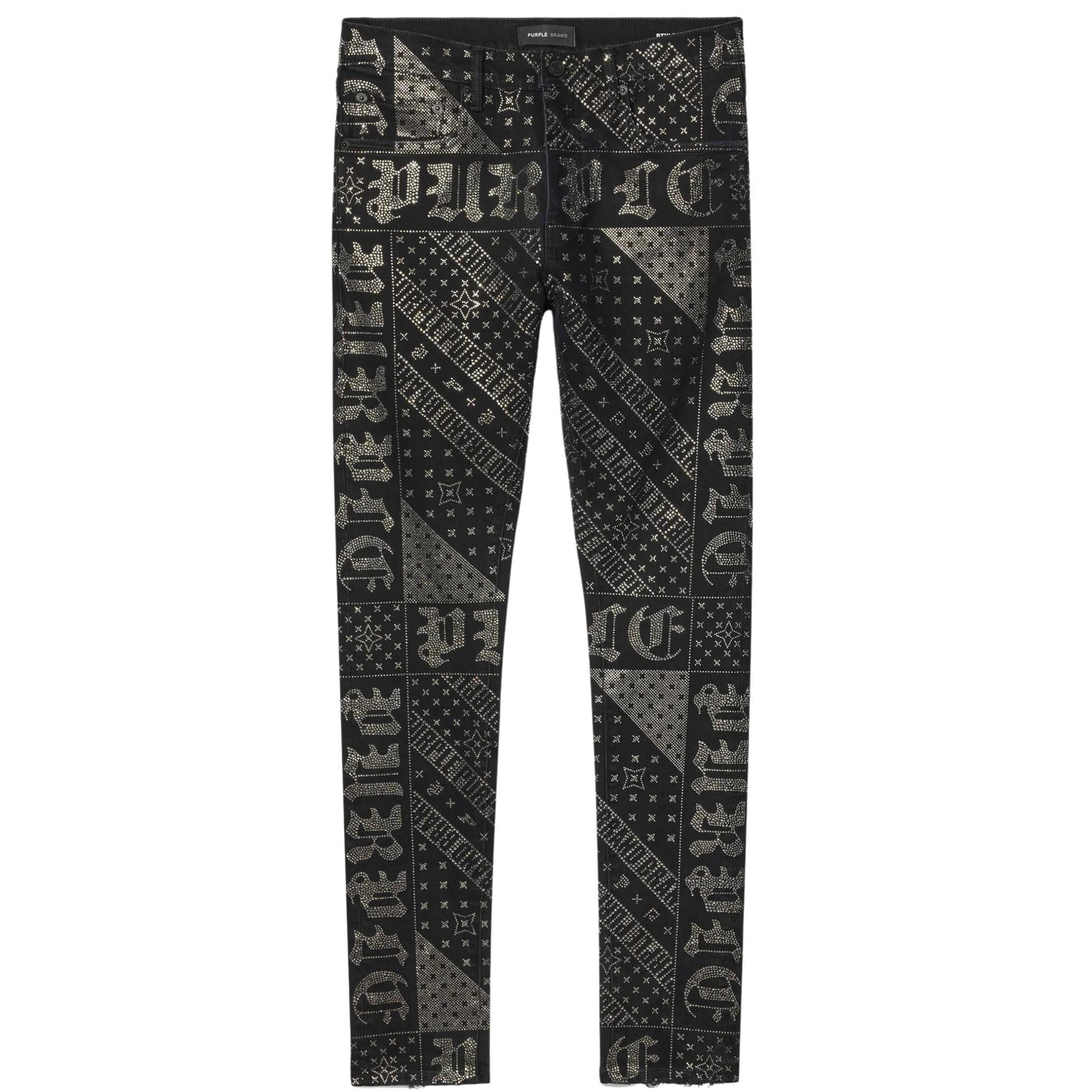 Purple Jeans Allover Print Logo Black
