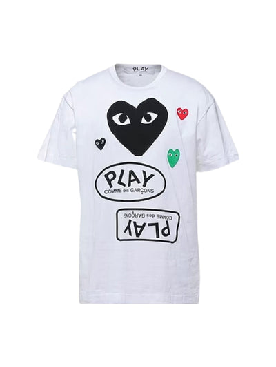 Comme Des Garcons T-Shirt Hearts Mirror Play White