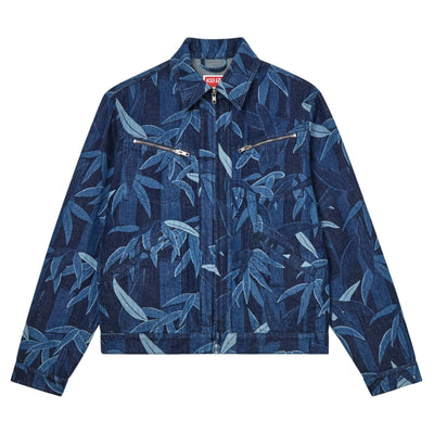 Kenzo Jacket Allover Leaves Print Blue