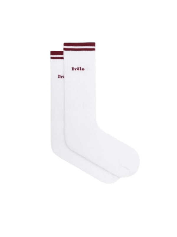 Drole De Monsieur Socks Logo White-Maroon