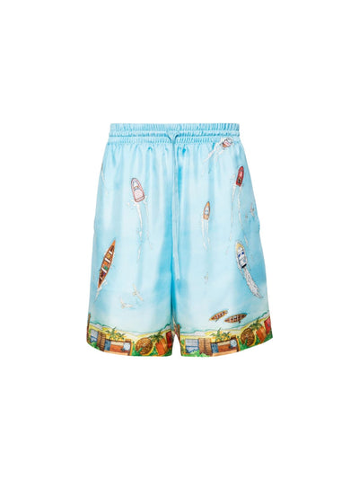 Casablanca Shorts Silk Maison Sur Piloti Blue