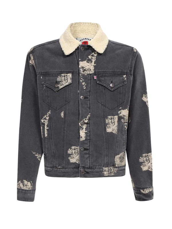 Ice-Cream Jacket Sherpa Collar Denim Grey
