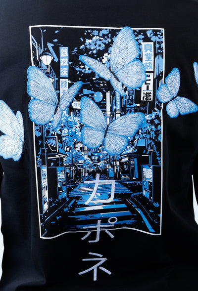 Capone T-Shirt Japan City Butterfly Black