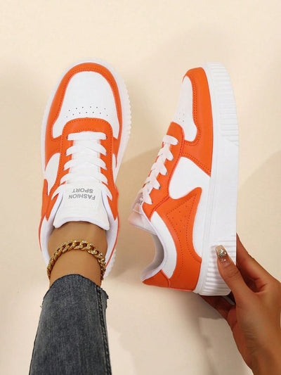 White & Orange Fashionable Breathable Comfortable Casual Lightweight Men's Commuter Sneakers