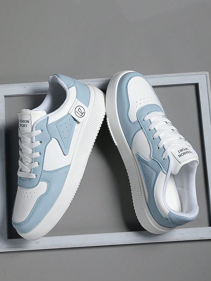 Men's Light Blue & White Casual Sports Sneakers