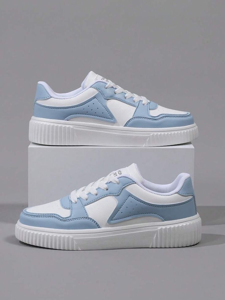 Men's Light Blue & White Casual Sports Sneakers