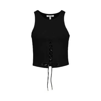 VICTORIA BLACK LACE UP TANK